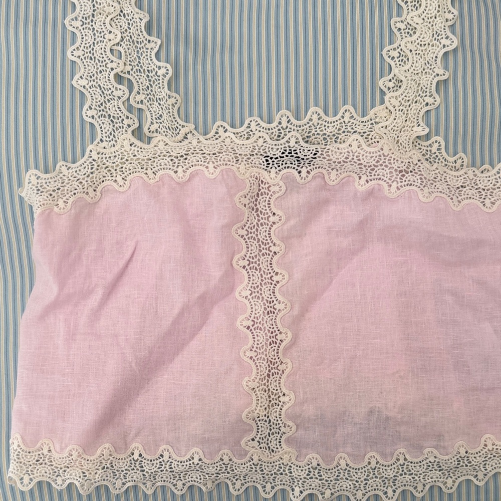 J. Crew Pink Lace-Trim Bandeau Top